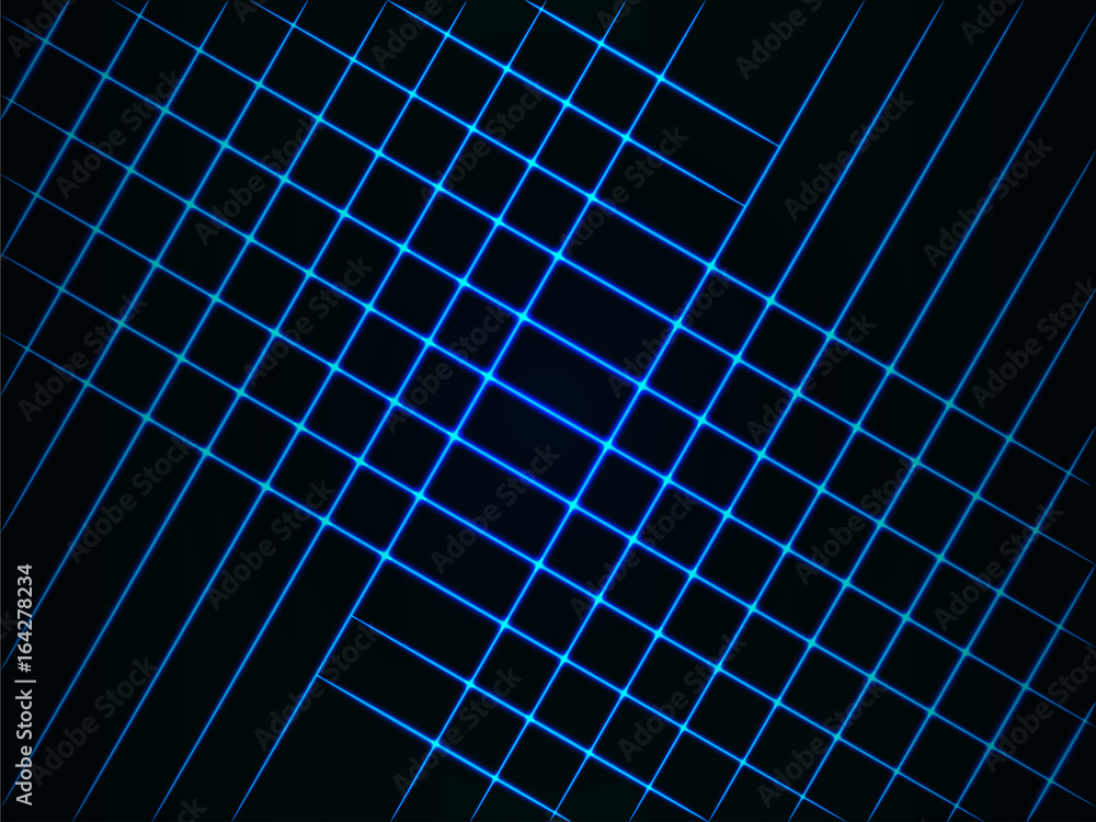 Dark background with blue crossed rays. Laser square grid Stock Vector ...