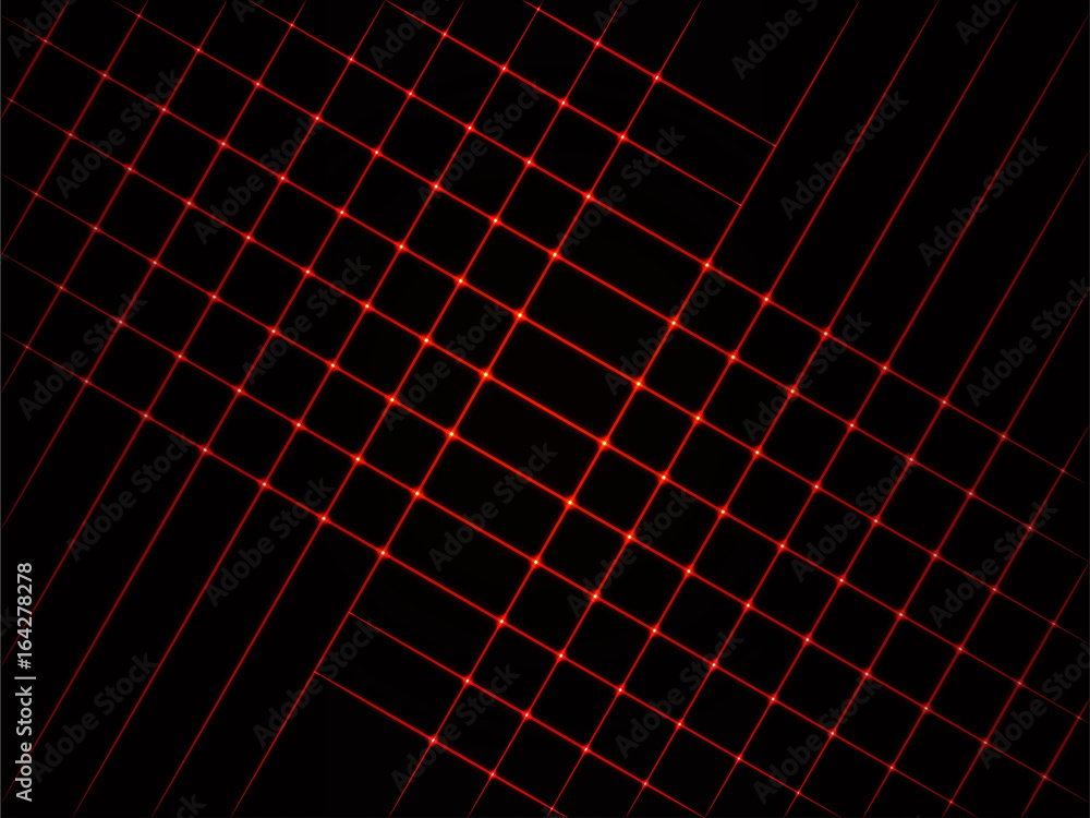 Dark background with red crossed rays. square grid Stock-vektor | Adobe Stock