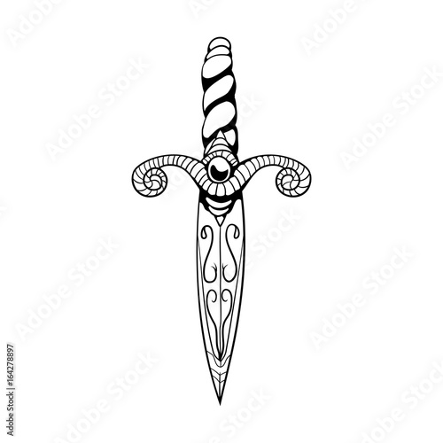 Dagger.Vector illustration in old school tattoo style.EPS8