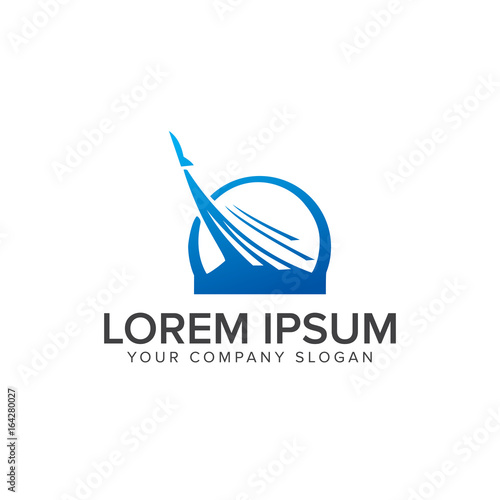 Aircraft flying logo design concept template