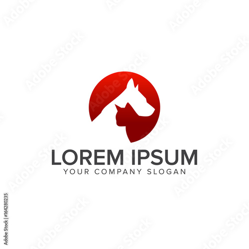 Dog and cat logo. pet care logo design concept template