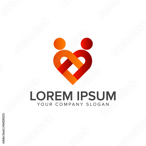 couple people love logo design concept template