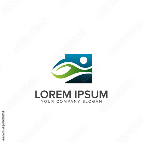 people activity Logos, run sport logo design concept template