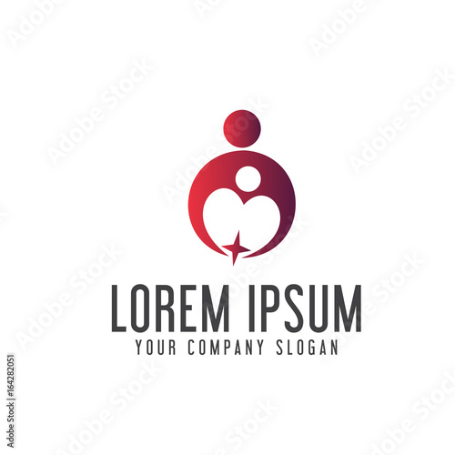 people helpful support logo. family care logo design concept tem