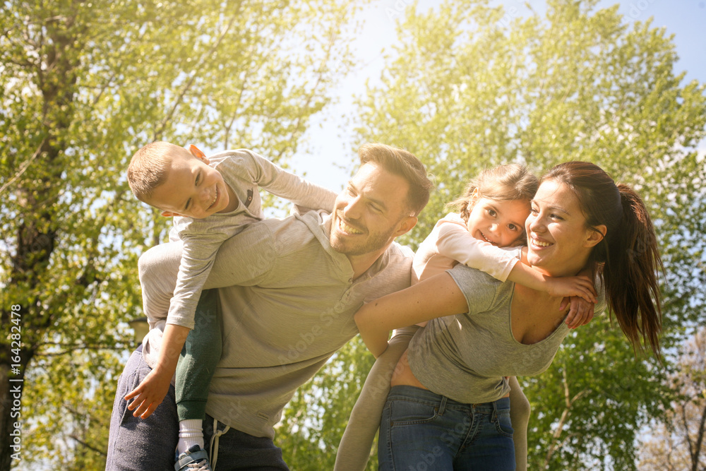 Fototapeta premium Happy family outdoor.