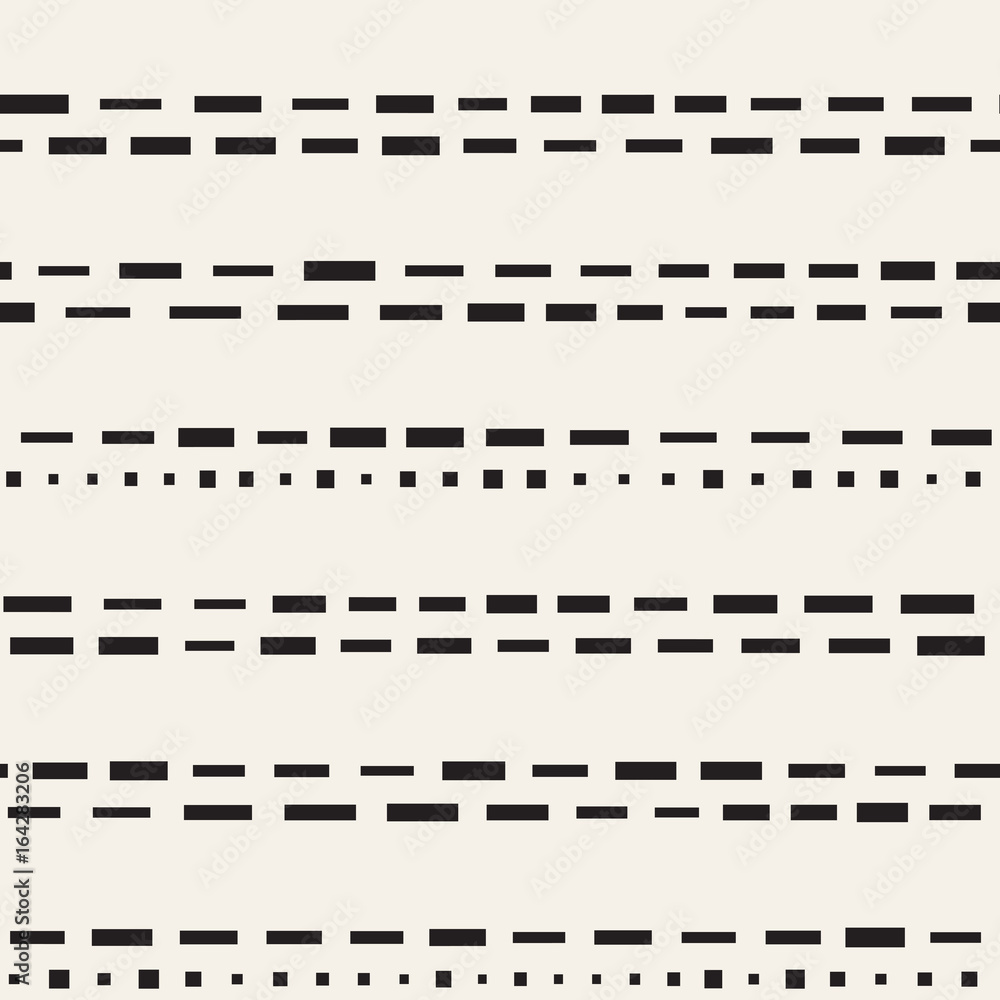 Black and White Irregular Dashed Lines Pattern. Modern Abstract Vector Seamless Background. Chaotic Rectangle Stripes Mosaic Black and White Irregular Dashed Lines Pattern. Modern Abstract Vector Seamless Background. Chaotic Rectangle Stripes Mosaic