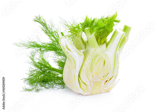 Fresh fennel bulb isolated on white background close up