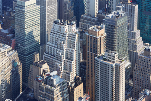 New York City skyline aerial view with modern skyscrapers and streets © andersphoto