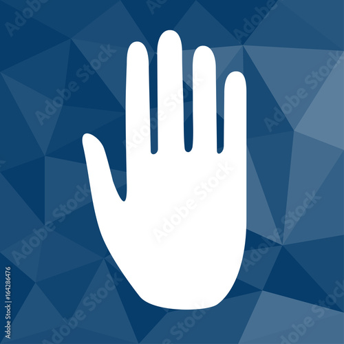 Handfläche - Verbot - Icon mit geometrischem Hintergrund blau