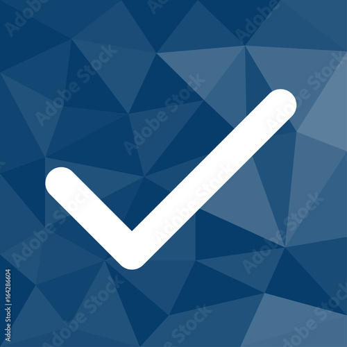 Haken - Richtig - Icon mit geometrischem Hintergrund blau