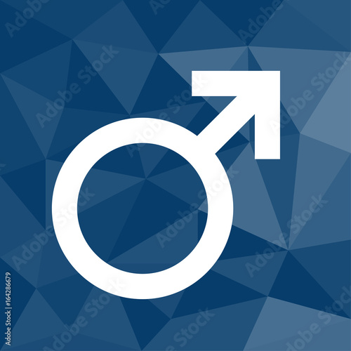 Sexualität - Mann - Icon mit geometrischem Hintergrund blau