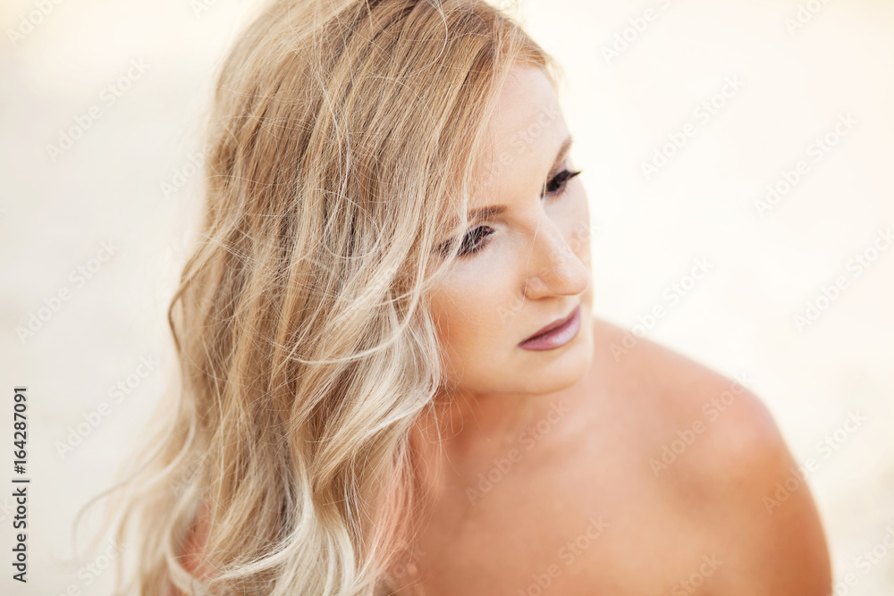 Beautiful woman on the sand beach Beautiful woman on the sand beach
