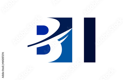 BI Negative Space Square Swoosh Letter logo