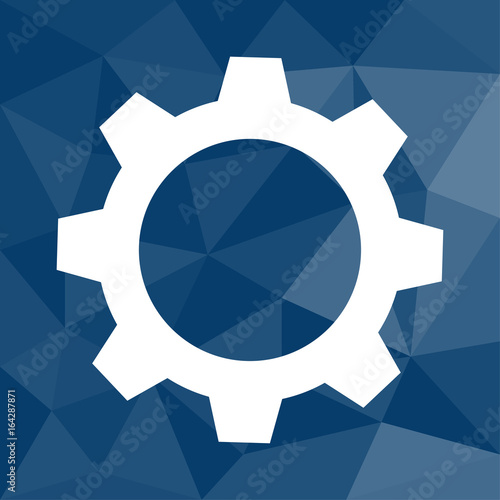 Zahnrad - Einstellungen - Icon mit geometrischem Hintergrund blau