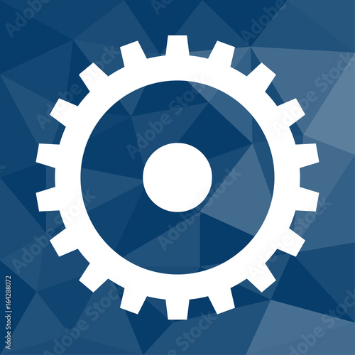 Zahnrad - Option - Icon mit geometrischem Hintergrund blau
