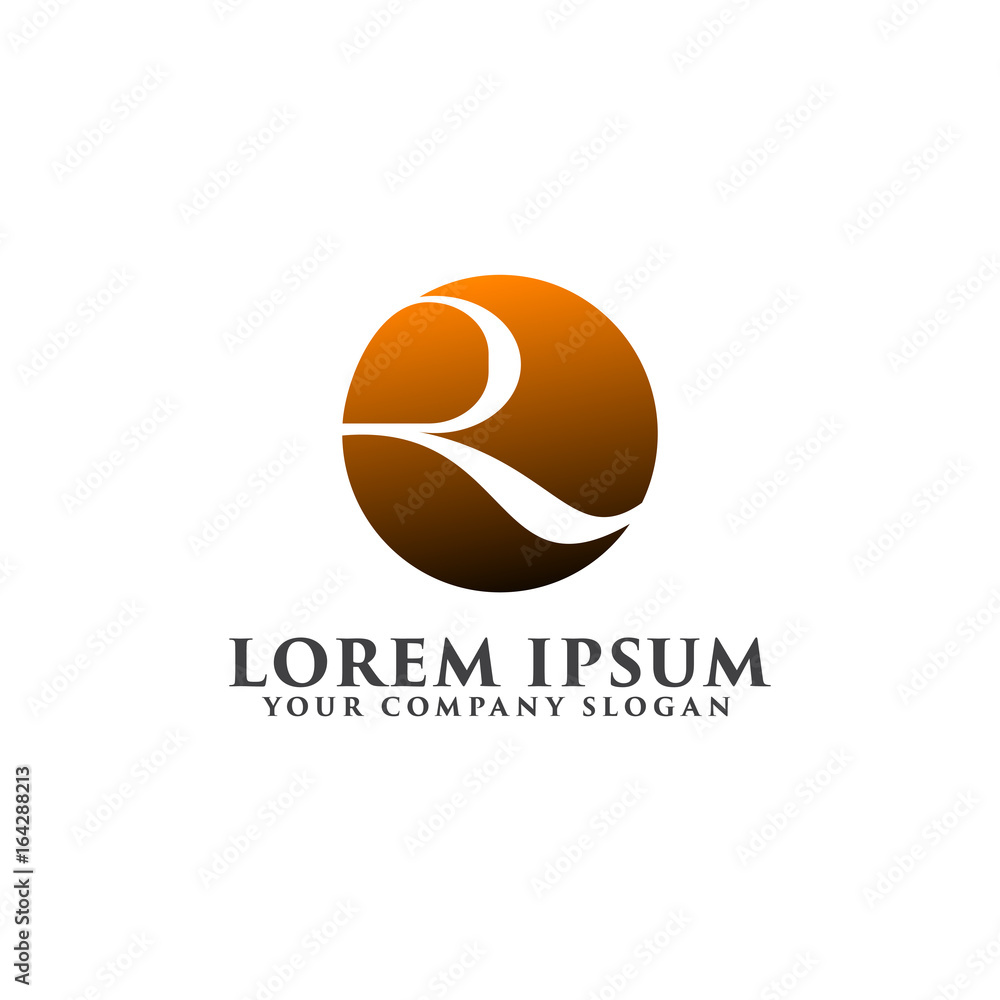 luxury letter r logo. round shape logo design concept template