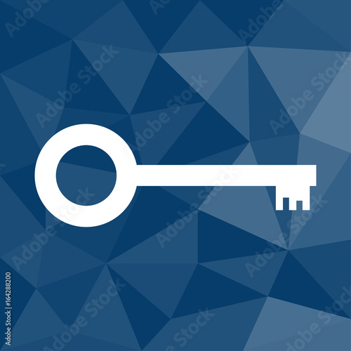  Schlüssel - Sicherung - Icon mit geometrischem Hintergrund blau