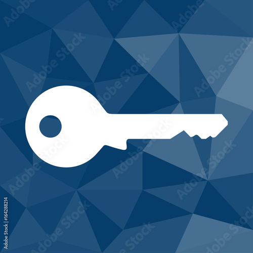 Schlüssel - Schutz - Icon mit geometrischem Hintergrund blau