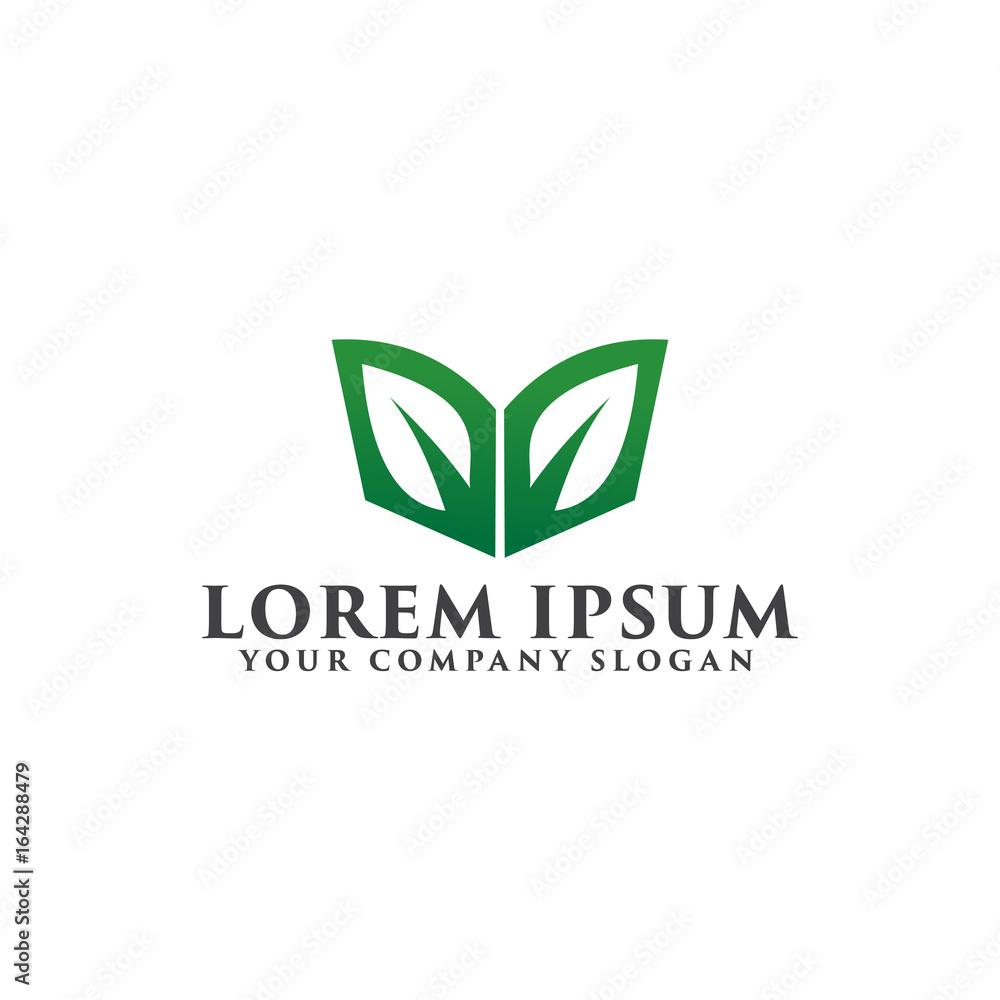 Green book logo. education logo design concept template