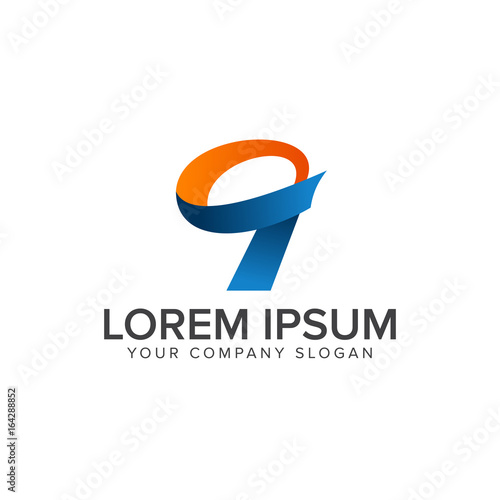 number 9 logo design concept template