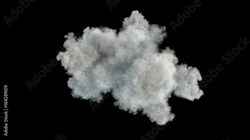 Middle size smoke puff / dust puff (with alpha channel). Smoke density - normal. Separated on pure black background. photo