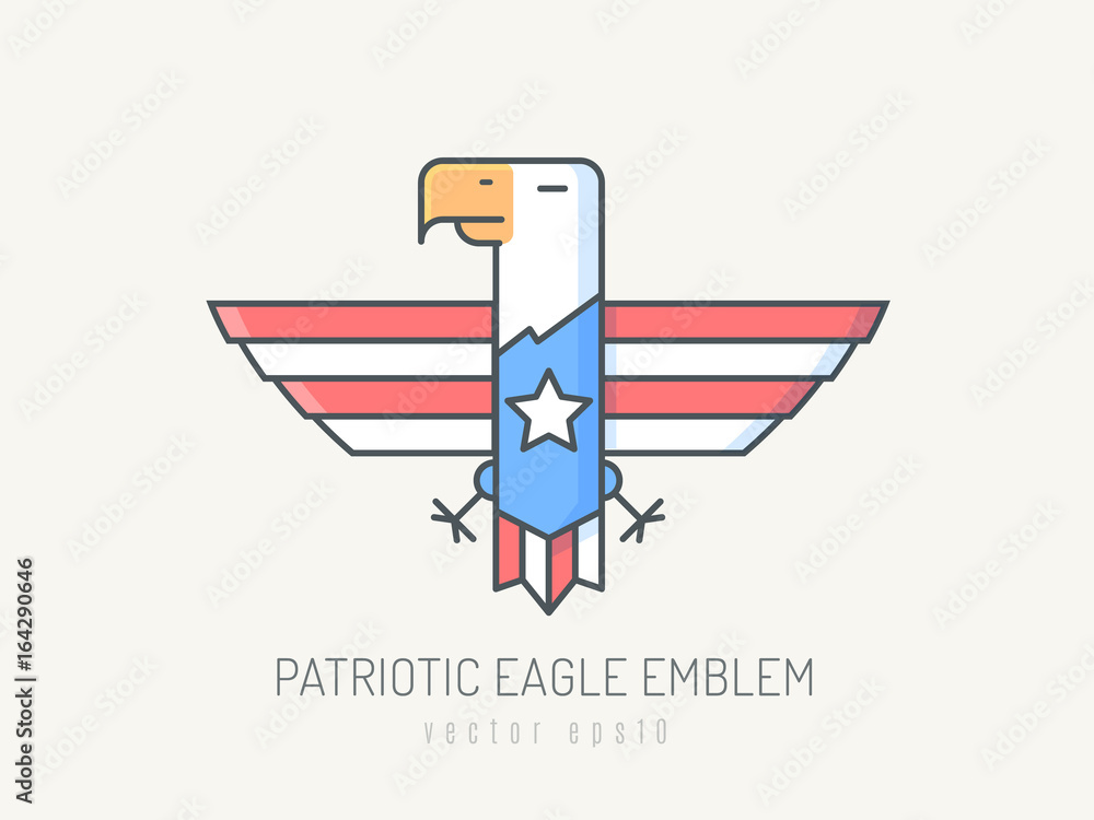 Obraz premium American bald eagle emblem with flag of United States details