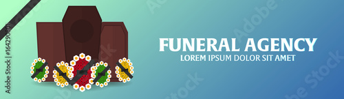 Funeral sevices and Funeral agency banner. Cemetery. Vector illustration.