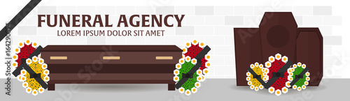 Funeral sevices and Funeral agency banner. Cemetery. Vector illustration.