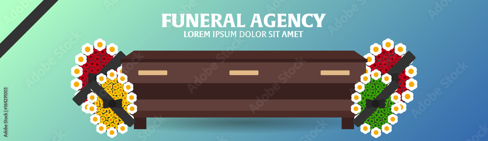 Fototapeta premium Funeral sevices and Funeral agency banner. Cemetery. Vector illustration.
