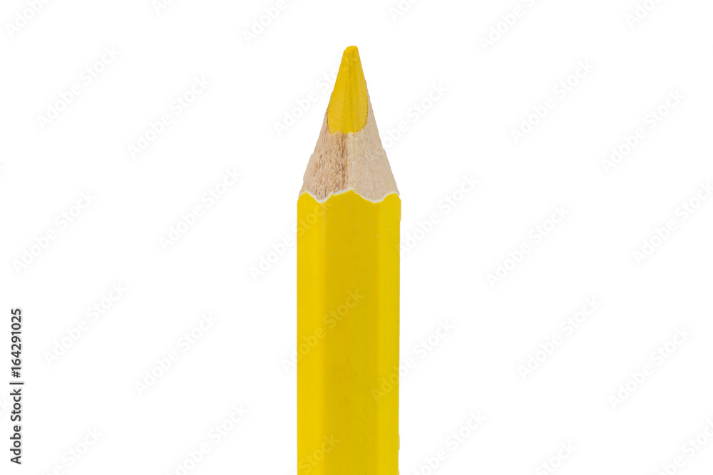 closeup yellow pencil color isolated on white background closeup yellow pencil color isolated on white background