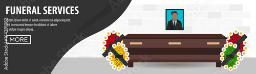 Funeral sevices and Funeral agency banner. Cemetery. Vector illustration.