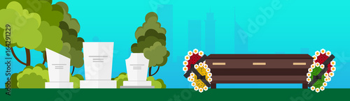 Funeral sevices and Funeral agency banner. Cemetery. Vector illustration.