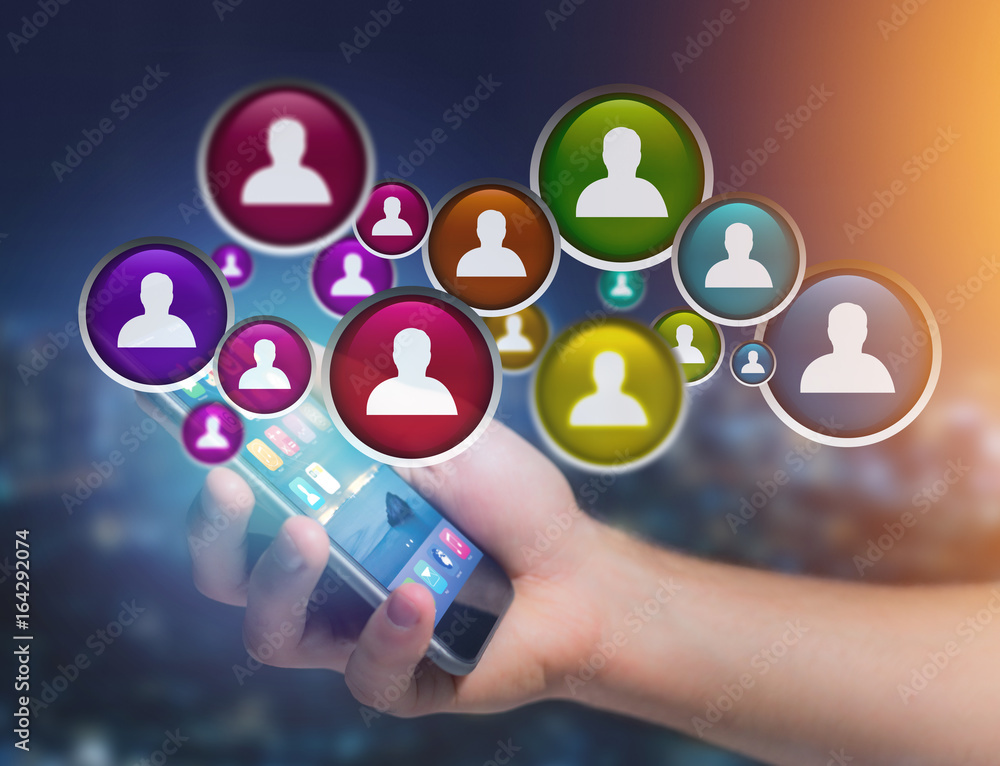 Group of contact icon displayed on a technology interface background - Network and communication concept Group of contact icon displayed on a technology interface background - Network and communication concept