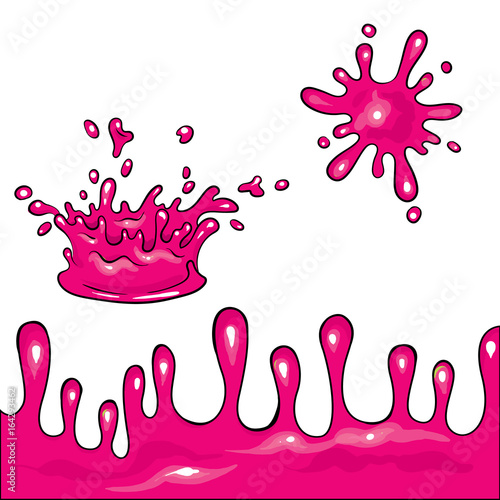 Blots and smudges of jam, slime paint. Elements for design. Vector illustration....