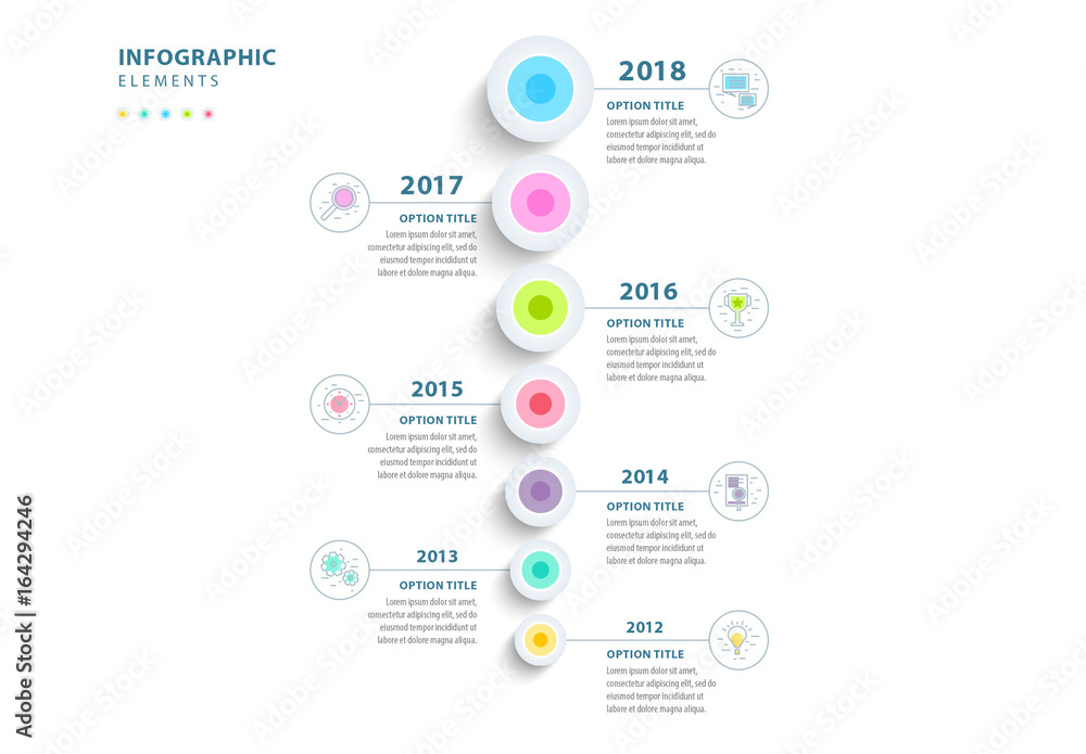 Colorful Vertical Timeline Infographic Layout Stock Template | Adobe Stock