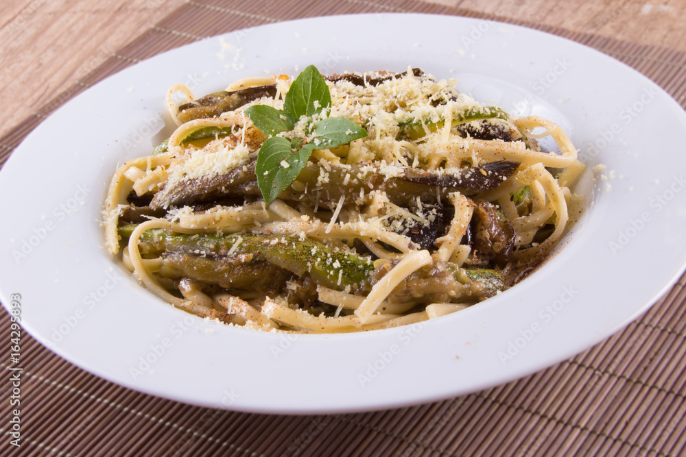 Eggplant and Zucchini with pasta