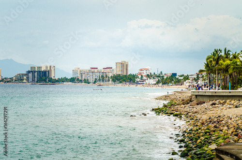 Panorama of Puerto Vallarta seen from beginning of Malecon