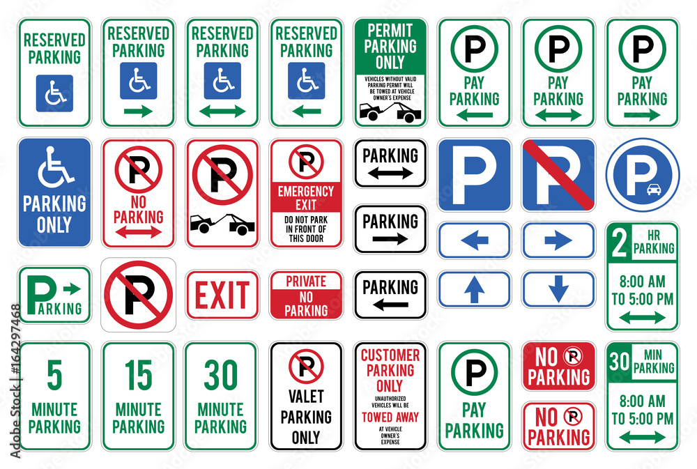 set-of-car-parking-sign-vector-illustration-stock-vector-adobe-stock