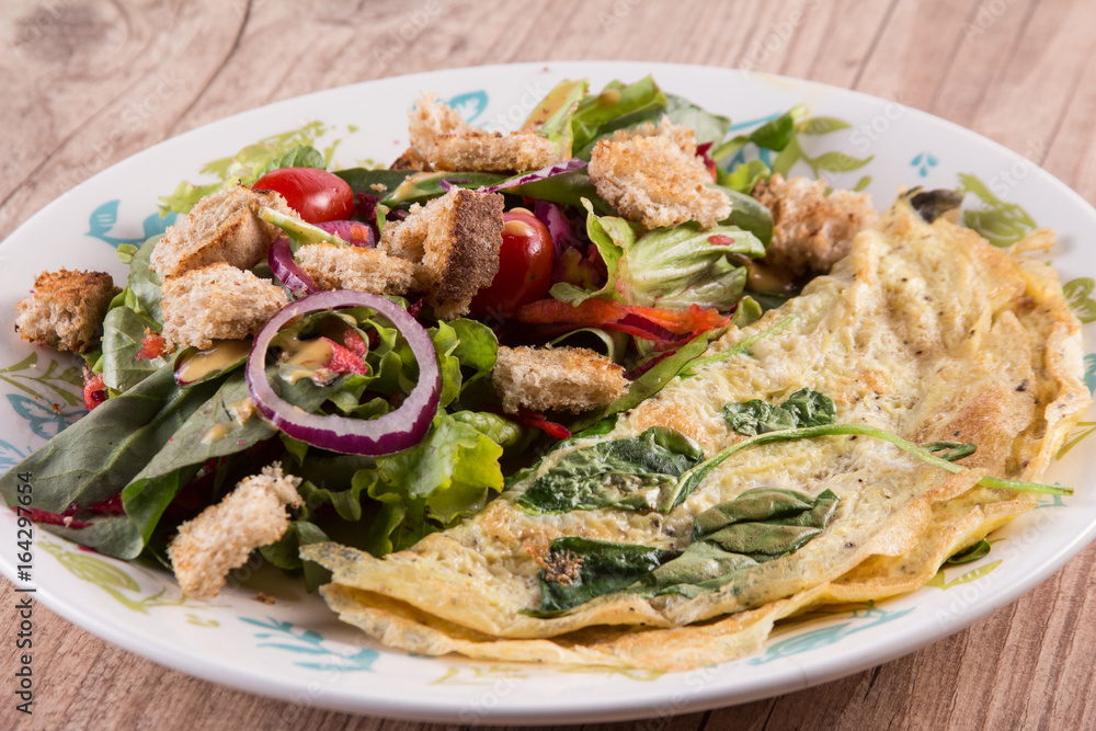 Mix Leaf Salad with omelet Mix Leaf Salad with omelet