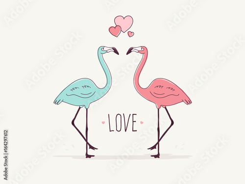 Flamingo Couple in Love. 