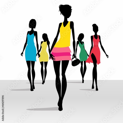 Mannequins walking on the catwalk