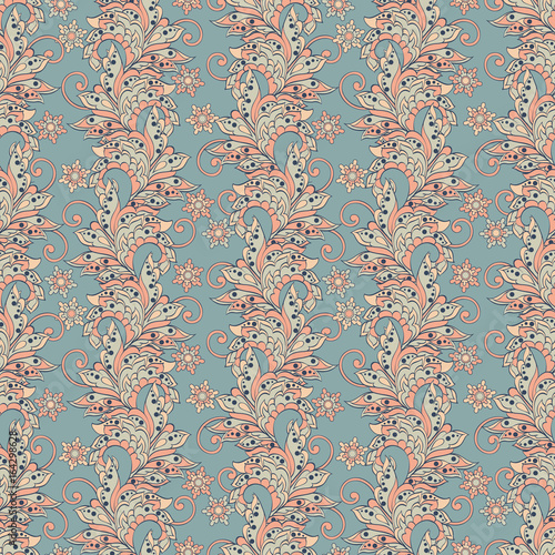 ethnic flowersin arabian style seamless pattern. floral vector illustration