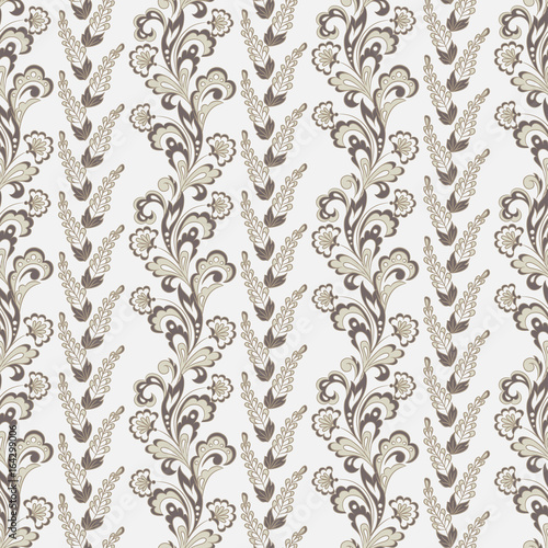 vintage floral seamless pattern in indian batik style © antalogiya