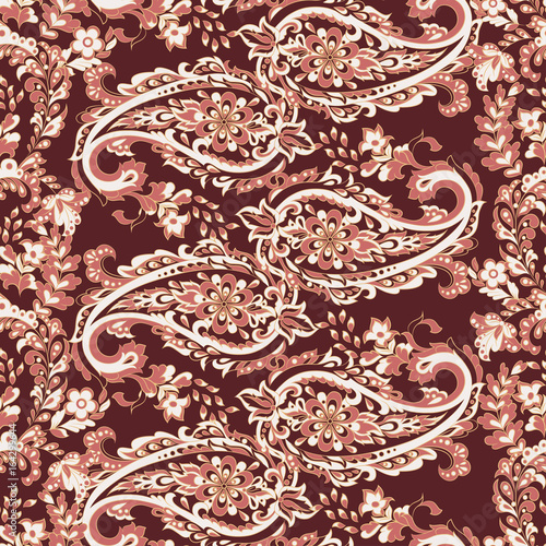 Seamless Paisley pattern in indian style. Floral vector illustration