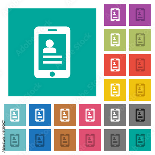 Mobile contacts square flat multi colored icons