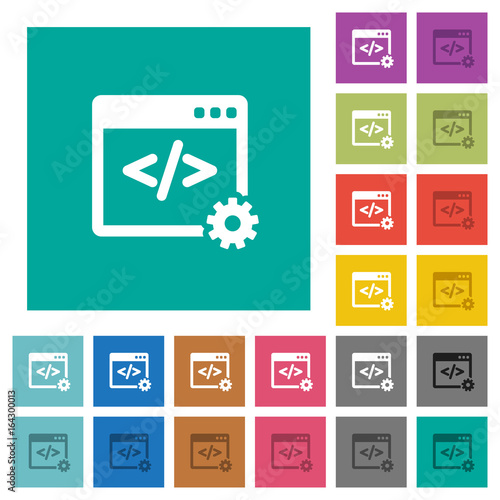 Web development square flat multi colored icons