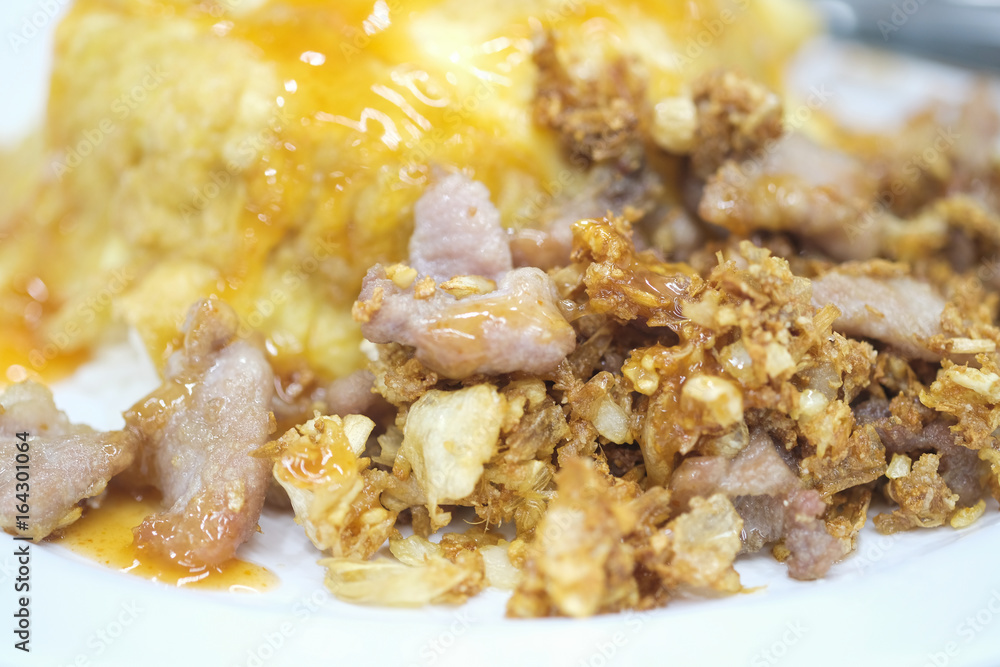 Garlic Pork rice omelet Garlic Pork rice omelet