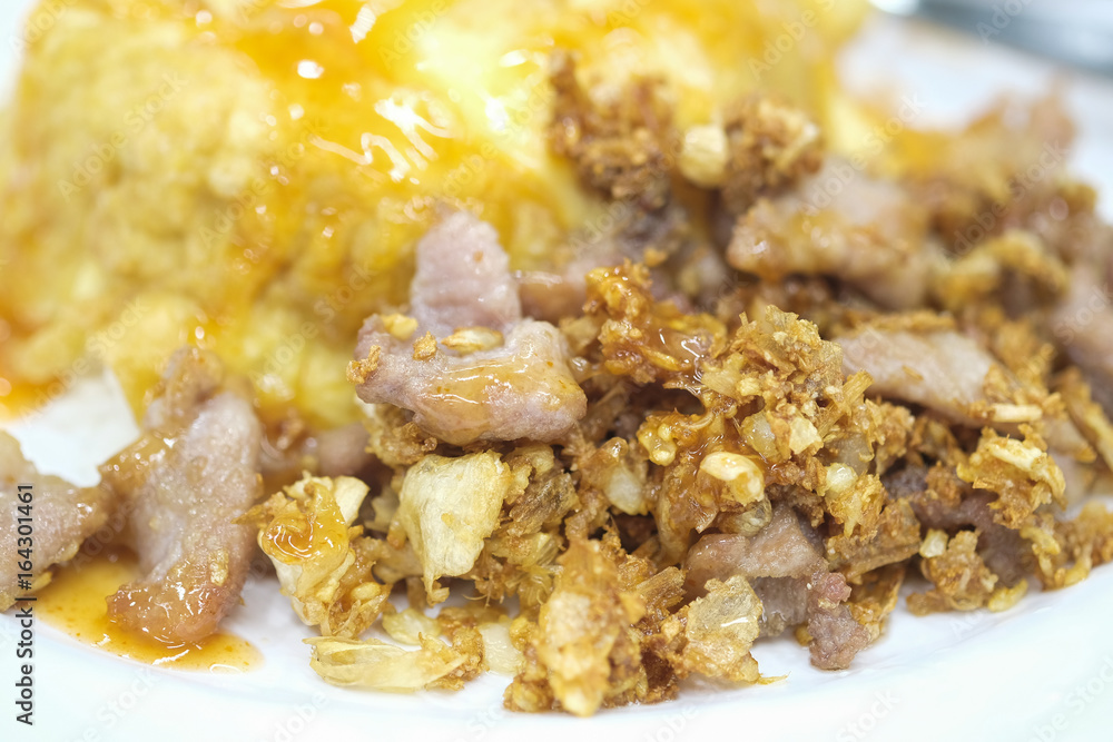 Garlic Pork rice omelet Garlic Pork rice omelet