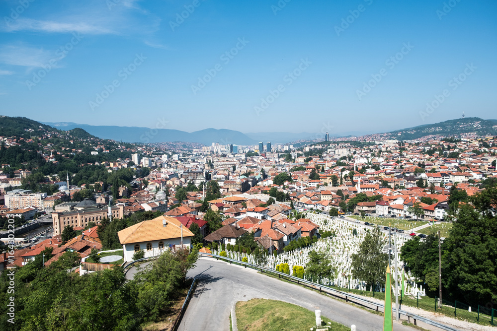 panoramic view over sarajevo, bosnia and herzegovina