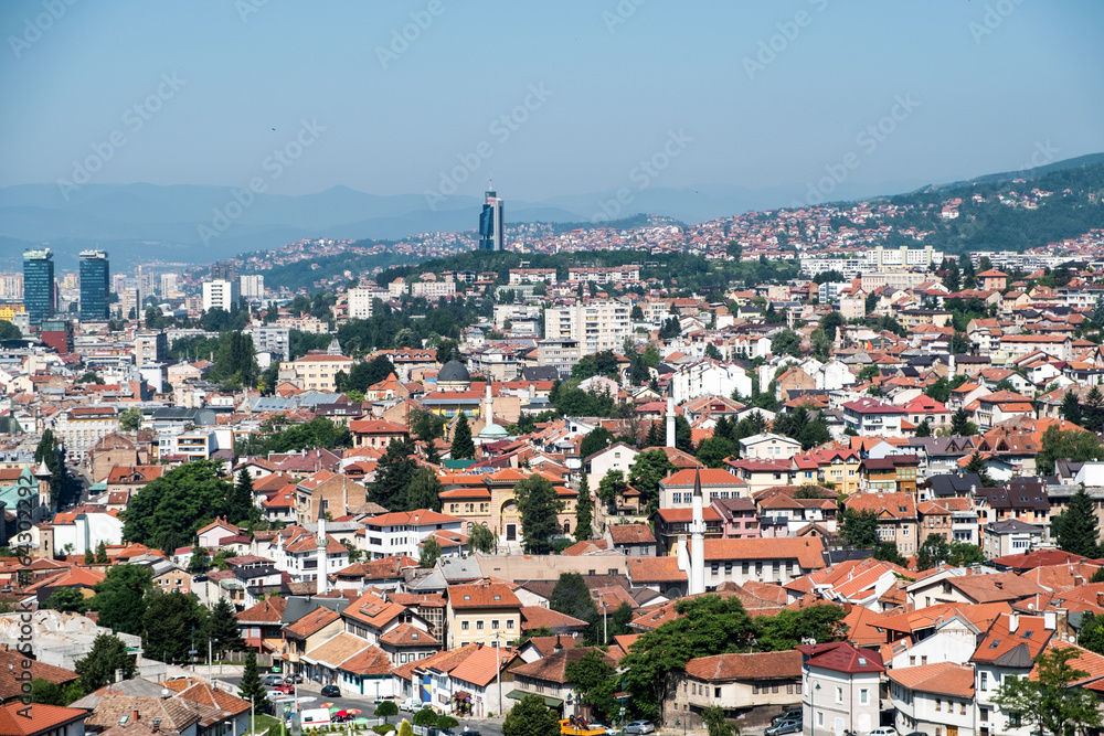 panoramic view over sarajevo, bosnia and herzegovina